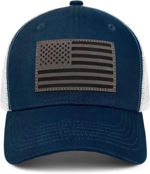 American Flag Trucker Hat - Snapback Hats for Men Women Baseball Cap - Breathable Mesh & Adjustable Fit for Casual Wear
