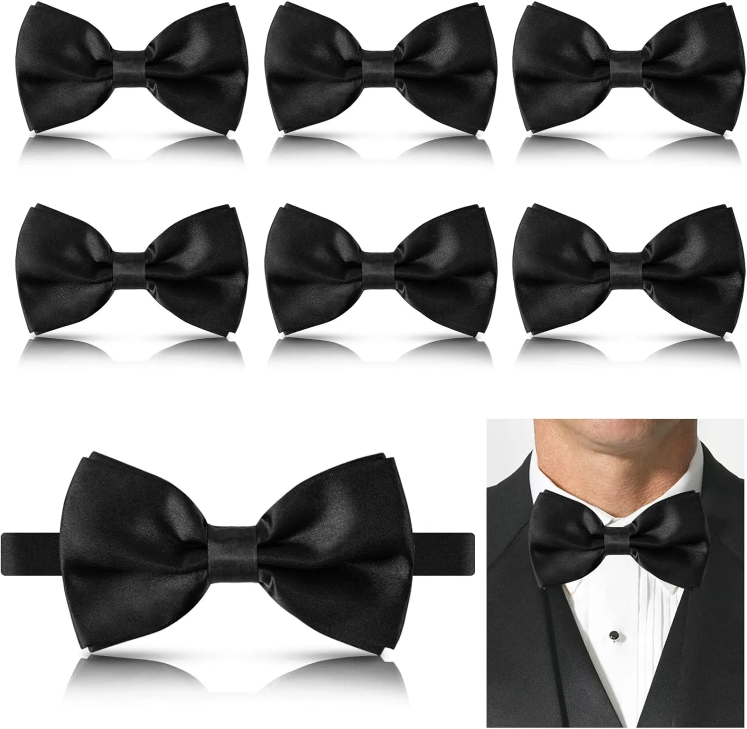 bow ties for men, Pre-tied Men's Bow Ties Adjustable Satin Bow Tie for any Age