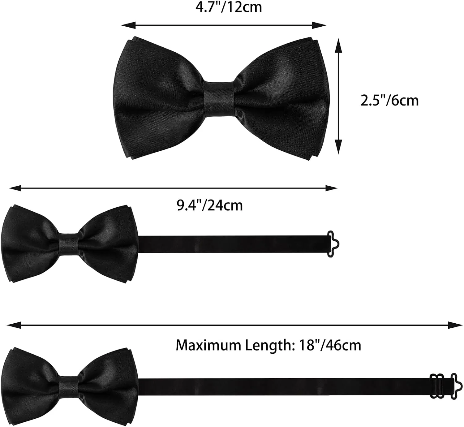 bow ties for men, Pre-tied Men's Bow Ties Adjustable Satin Bow Tie for any Age