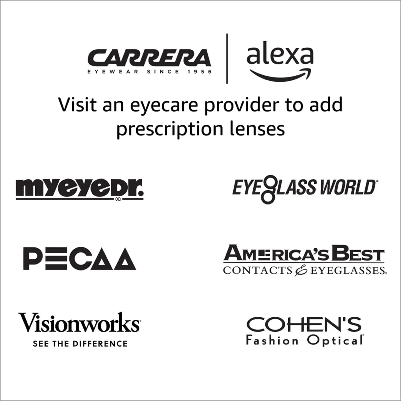 Carrera Smart Glasses with Alexa (newest model), Smart audio glasses, Sprinter black frames with blue light filtering lenses, Square