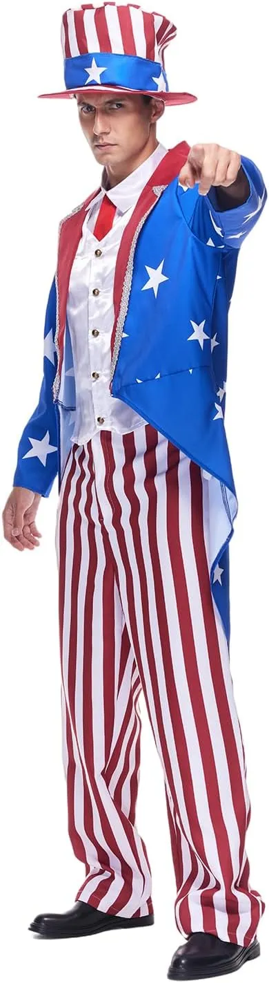 EraSpooky Patriotic Uncle Sam Costume - Classic July 4th Party Outfit