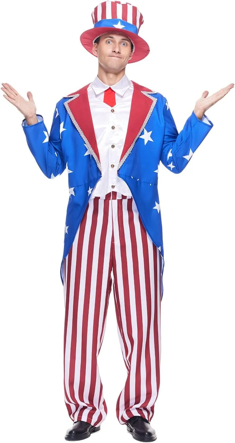 EraSpooky Patriotic Uncle Sam Costume - Classic July 4th Party Outfit