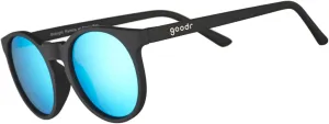 goodr Midnight Ramble at Circle Bar Polarized Round Sunglasses for Men & Women, Small Sized (Circle G), Black Solid Frame with Blue Mirrored Reflective Lenses, UV400 Protection, No Slip, No Bounce
