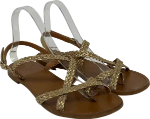 SEZANE Gold Braided Adeline Low Sandals UK 7 EU 40 👠