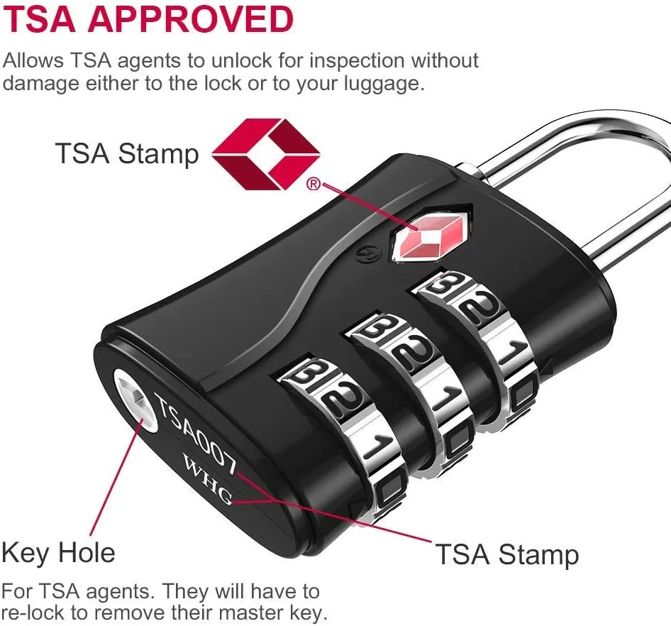ZHEGE Luggage Locks, TSA Approved Locks, 3 Dial Zipper Lock with (80CM) Cable for Suitcases, Backpack, Baggage (Rose Gold, 2 Pack)